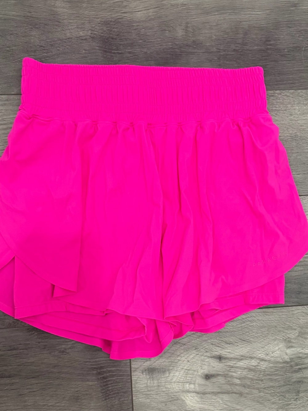 PARAGON Neon Pink Ruffle Overlay Active Shorts